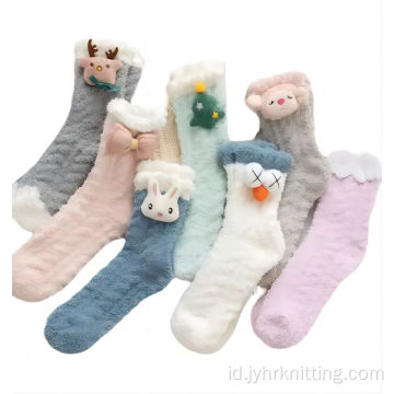 Anti slip slip hangat fuzzy chunky fleece slipper Socks